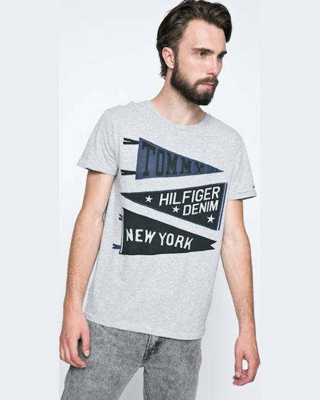 Tricou Tommy Hilfiger gri deschis