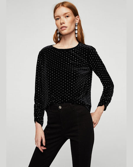 Bluza Mango stud gri deschis