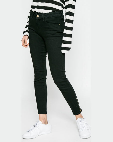 Jeansi Wrangler skinny crop zip negru