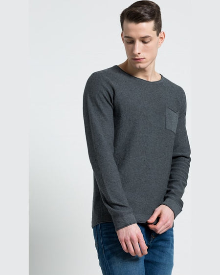 Pulover Jack and Jones gri deschis